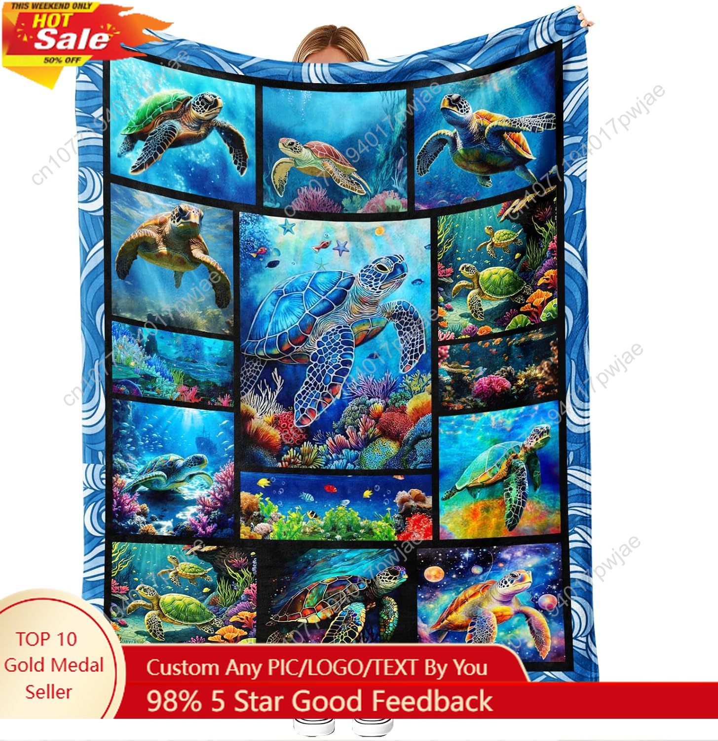 Sea Turtle Flannel Throw Blank - Home Art Textiles review and price