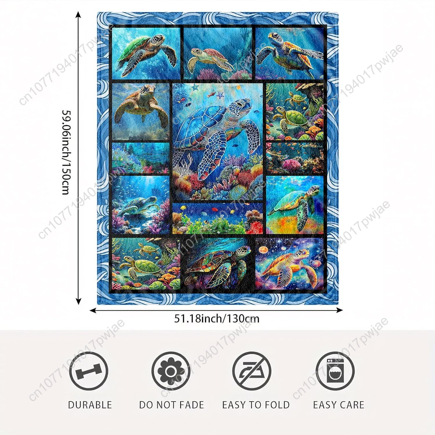 Sea Turtle Flannel Throw Blank - Home Art Textiles review and price
