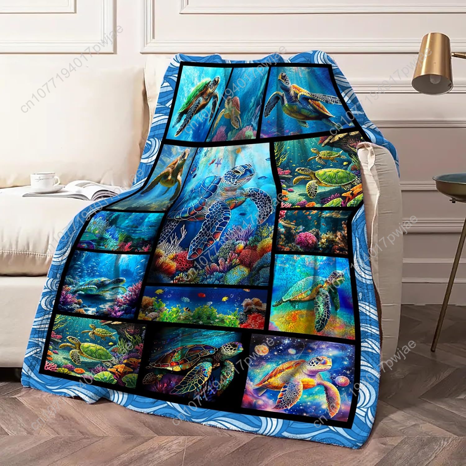Sea Turtle Flannel Throw Blank - Home Art Textiles review and price