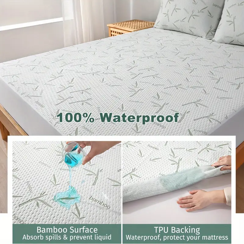 1pc Bamboo Mattress Protector, - Mattress Protector Waterproof review and price