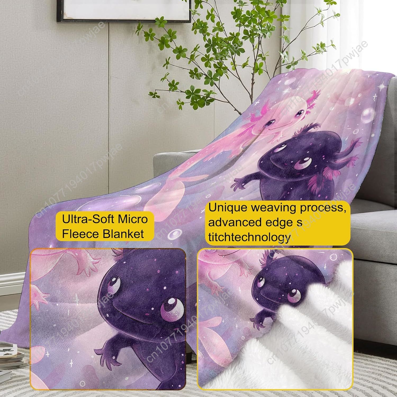 Axolotl Blanket Cute Axolotls  - Home Textiles Usa review and price