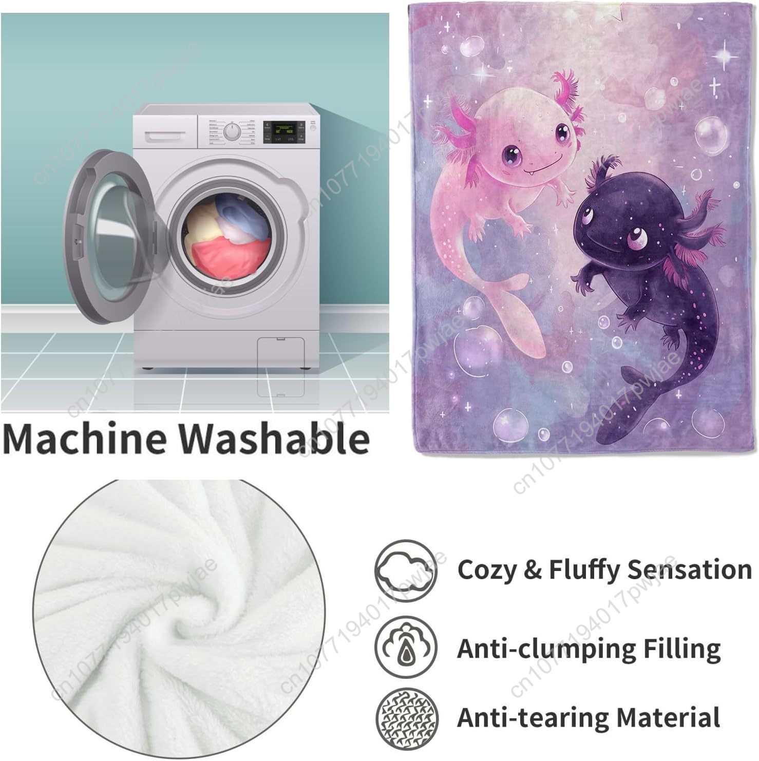 Axolotl Blanket Cute Axolotls  - Home Textiles Usa review and price