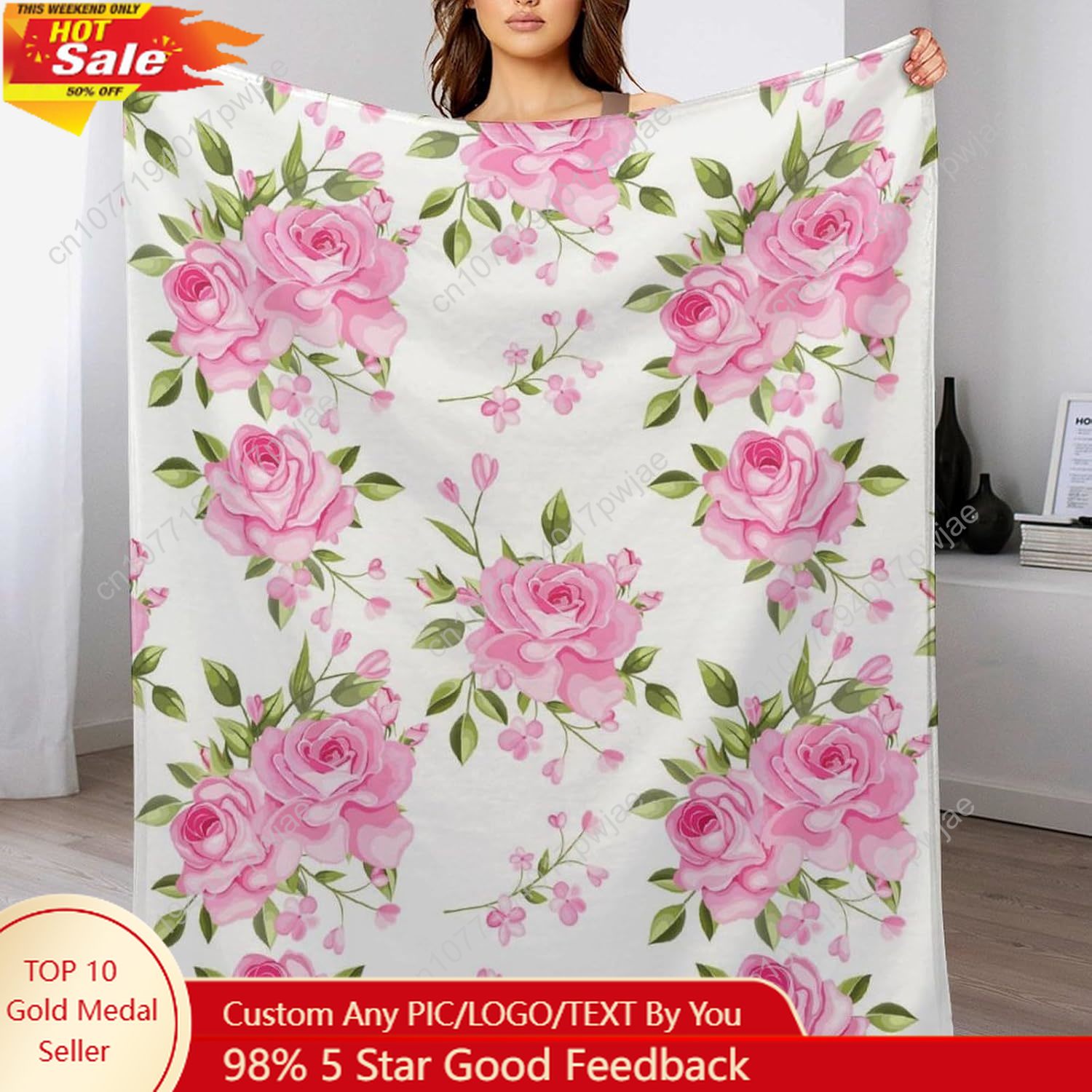 Pink Flower Throw Blanket Flor - Home Textiles Usa review and price