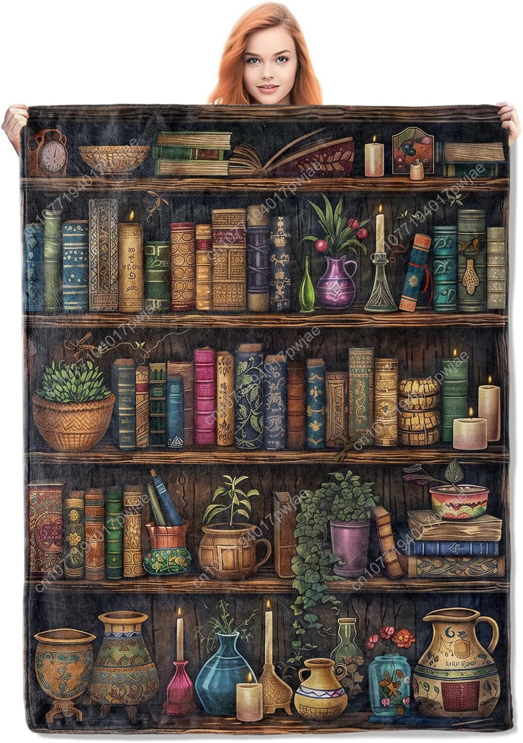 Vintage Bookshelf Blanket Read - Vintage Home Textiles review and price