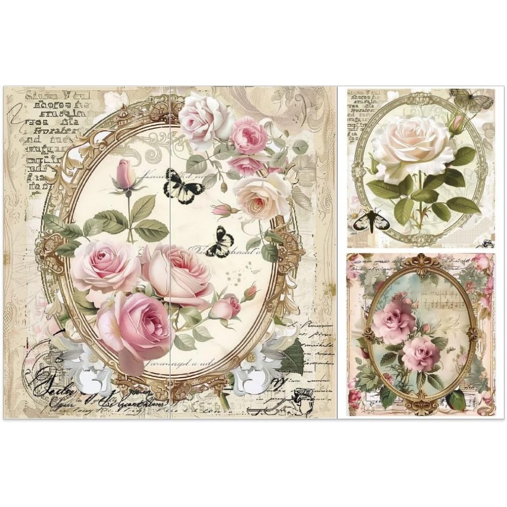 3pcs/Set Rose Rub on Transfers - Vintage Home Textiles review and price