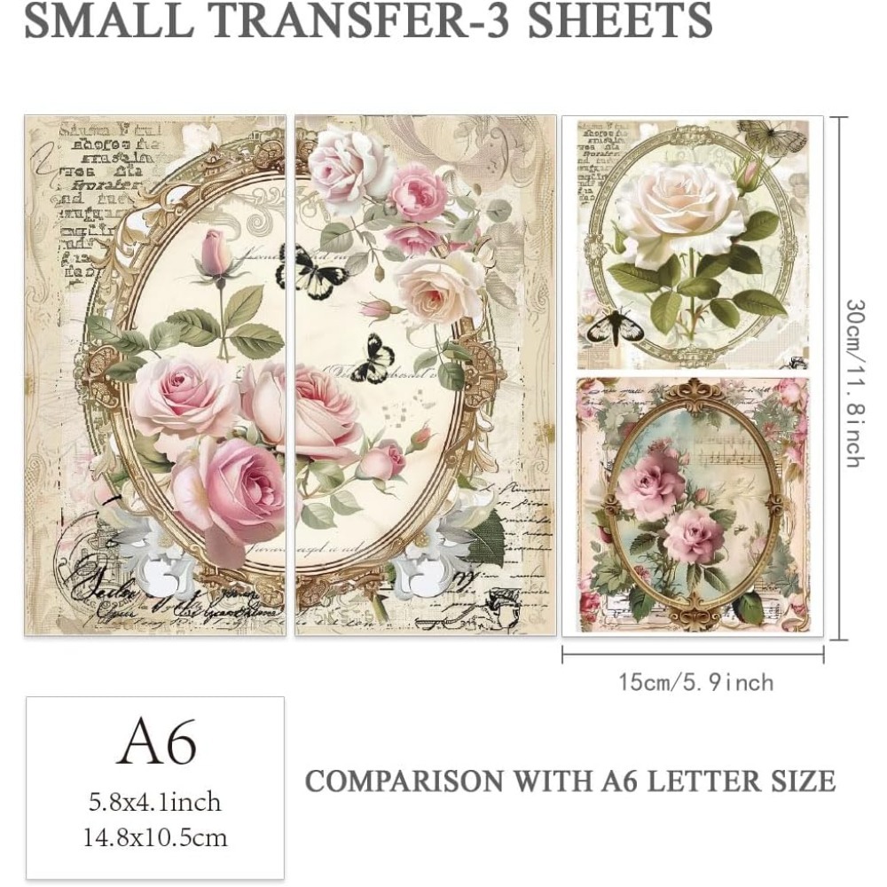 3pcs/Set Rose Rub on Transfers - Vintage Home Textiles review and price