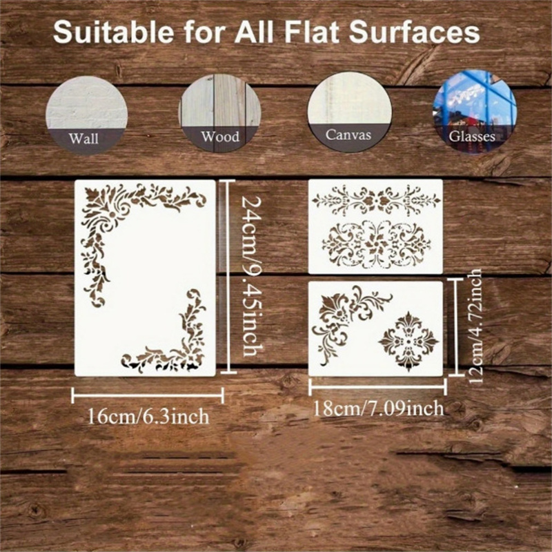 6Pcs Floral Corner Stencils fo - Vintage Home Textiles review and price