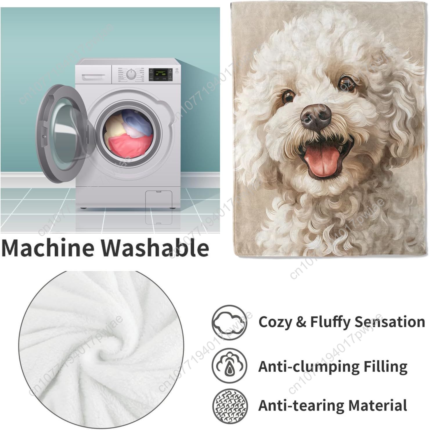 Joyful Poodle Portrait Blanket - Home Textiles Usa review and price