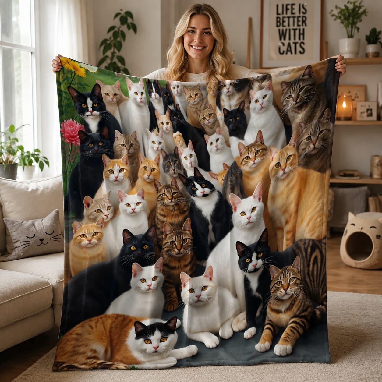 1pc Cat Group Soft Blanket, Su - Home Textiles Group review and price